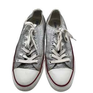 Converse All Stars Silver Glitter Low Top Sneakers Shoes Mens 6 Womens 8 Skater